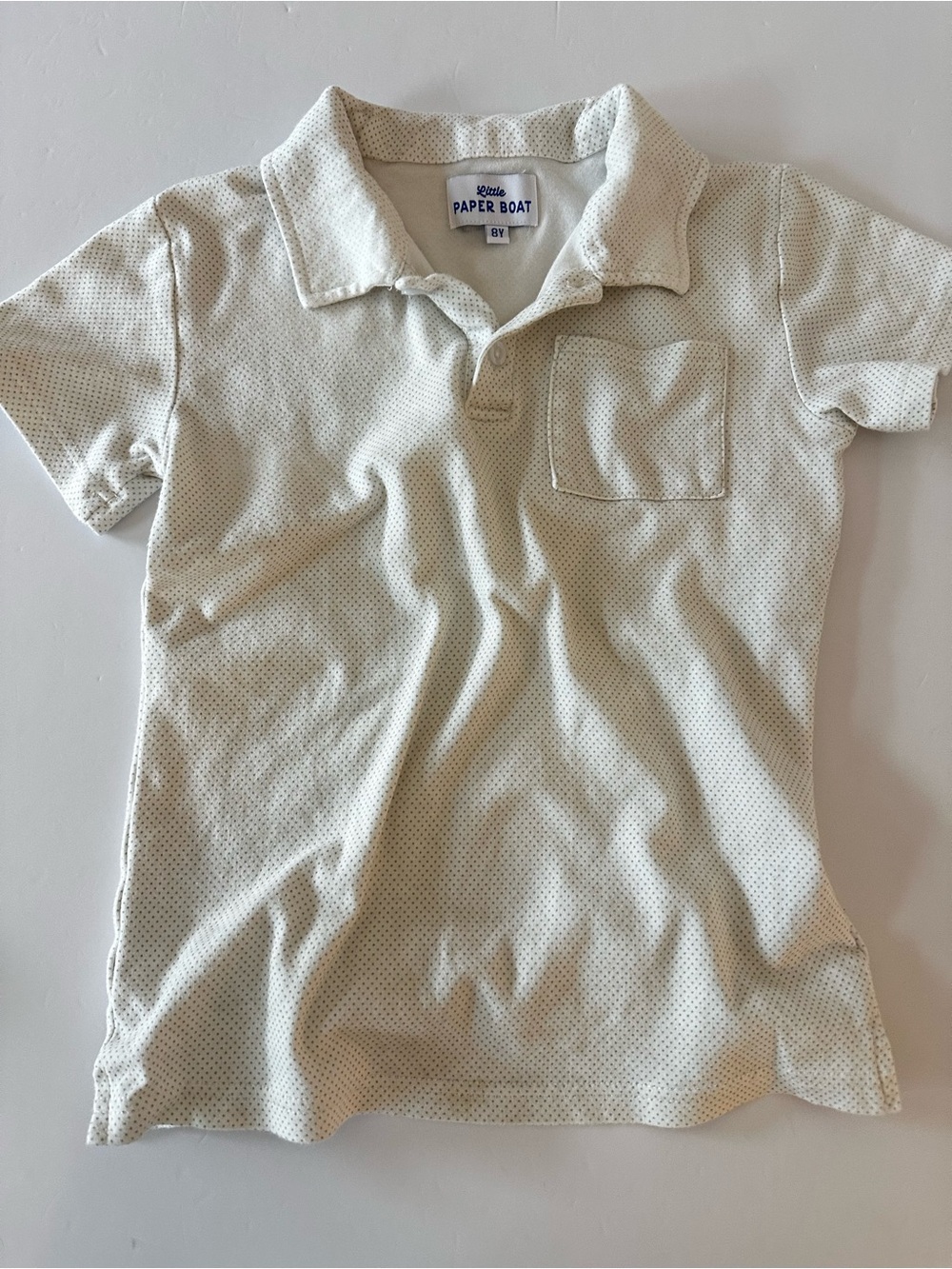 Little Paper Boat Cotton Polo Boys Size 8 Short Sleeve, Spring Summer